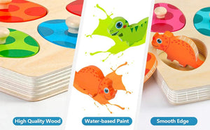 Planet Gates Wooden Dinosaur Toy Wooden Dinosaur Jigsaw Puzzle Toys Montessori Peg Puzzle Game Kids Toddler 3D Wood Early Learning Educational Toys For Gifts