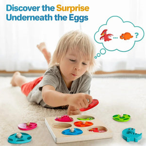 Planet Gates Wooden Dinosaur Toy Wooden Dinosaur Jigsaw Puzzle Toys Montessori Peg Puzzle Game Kids Toddler 3D Wood Early Learning Educational Toys For Gifts