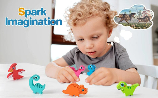 Planet Gates Wooden Dinosaur Toy Wooden Dinosaur Jigsaw Puzzle Toys Montessori Peg Puzzle Game Kids Toddler 3D Wood Early Learning Educational Toys For Gifts