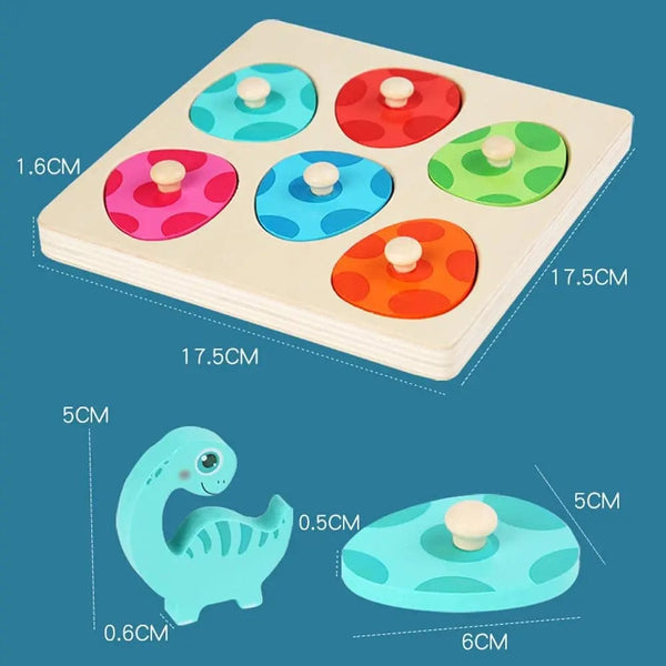 Planet Gates Wooden Dinosaur Toy Wooden Dinosaur Jigsaw Puzzle Toys Montessori Peg Puzzle Game Kids Toddler 3D Wood Early Learning Educational Toys For Gifts