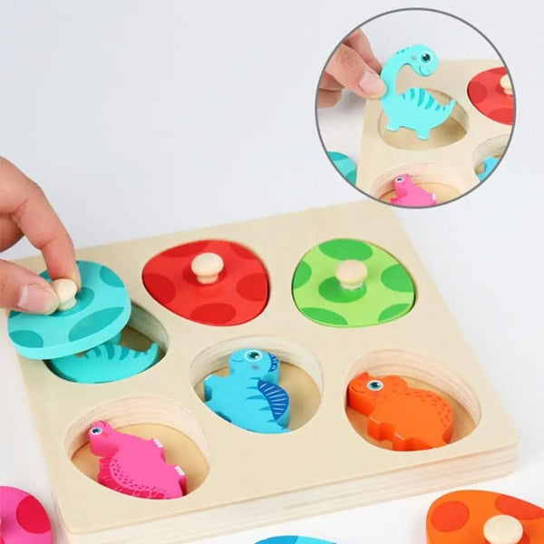 Planet Gates Wooden Dinosaur Toy Wooden Dinosaur Jigsaw Puzzle Toys Montessori Peg Puzzle Game Kids Toddler 3D Wood Early Learning Educational Toys For Gifts