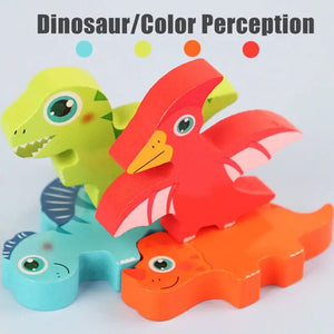 Planet Gates Wooden Dinosaur Toy Wooden Dinosaur Jigsaw Puzzle Toys Montessori Peg Puzzle Game Kids Toddler 3D Wood Early Learning Educational Toys For Gifts