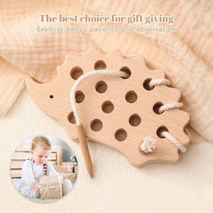 Planet Gates Wooden Hedgehog Threading Board Kids Montessori Toys Beech Wooden Educational Toy Button Beaded Blocks Puzzle Toy Baby Gifts