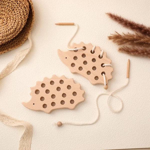 Planet Gates Wooden Hedgehog Threading Board Kids Montessori Toys Beech Wooden Educational Toy Button Beaded Blocks Puzzle Toy Baby Gifts