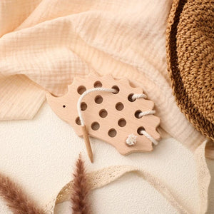 Planet Gates Wooden Hedgehog Threading Board Kids Montessori Toys Beech Wooden Educational Toy Button Beaded Blocks Puzzle Toy Baby Gifts