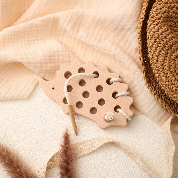 Planet Gates Wooden Hedgehog Threading Board Kids Montessori Toys Beech Wooden Educational Toy Button Beaded Blocks Puzzle Toy Baby Gifts