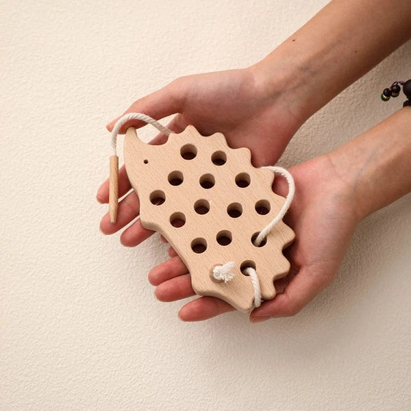 Planet Gates Wooden Hedgehog Threading Board Kids Montessori Toys Beech Wooden Educational Toy Button Beaded Blocks Puzzle Toy Baby Gifts