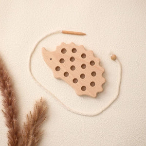 Planet Gates Wooden Hedgehog Threading Board Kids Montessori Toys Beech Wooden Educational Toy Button Beaded Blocks Puzzle Toy Baby Gifts