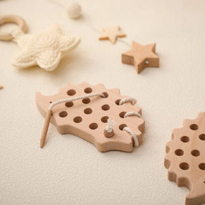 Planet Gates Wooden Hedgehog Threading Board Kids Montessori Toys Beech Wooden Educational Toy Button Beaded Blocks Puzzle Toy Baby Gifts