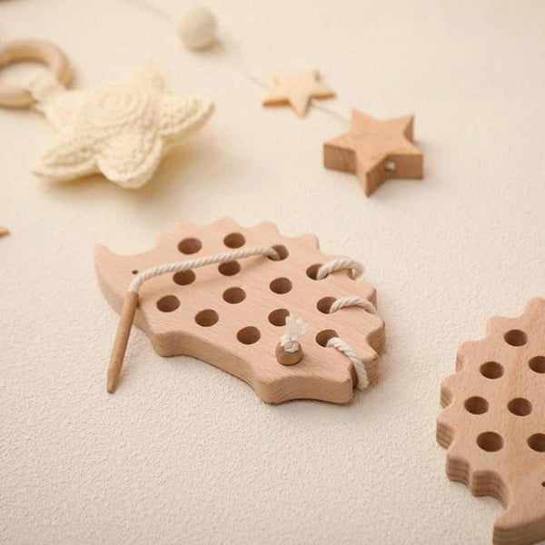 Planet Gates Wooden Hedgehog Threading Board Kids Montessori Toys Beech Wooden Educational Toy Button Beaded Blocks Puzzle Toy Baby Gifts
