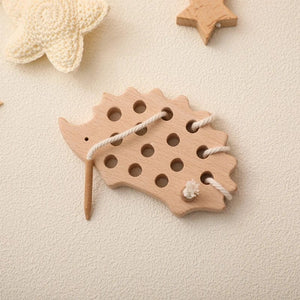 Planet Gates Wooden Hedgehog Threading Board Kids Montessori Toys Beech Wooden Educational Toy Button Beaded Blocks Puzzle Toy Baby Gifts