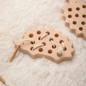 Planet Gates Wooden Hedgehog Threading Board Kids Montessori Toys Beech Wooden Educational Toy Button Beaded Blocks Puzzle Toy Baby Gifts