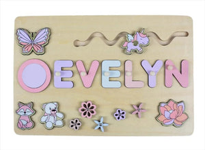 Planet Gates Wooden Name Puzzle Personalized Custom for Baby Game Board 3-D Jigsaw Puzzle Educational Shape Matching Developmental Toy