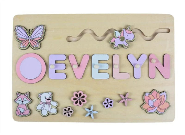 Planet Gates Wooden Name Puzzle Personalized Custom for Baby Game Board 3-D Jigsaw Puzzle Educational Shape Matching Developmental Toy