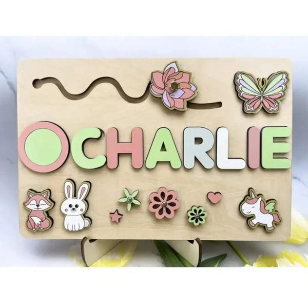 Planet Gates Wooden Name Puzzle Personalized Custom for Baby Game Board 3-D Jigsaw Puzzle Educational Shape Matching Developmental Toy