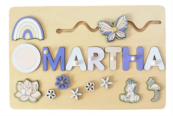 Planet Gates Wooden Name Puzzle Personalized Custom for Baby Game Board 3-D Jigsaw Puzzle Educational Shape Matching Developmental Toy