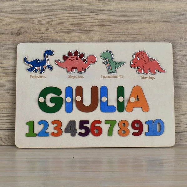 Planet Gates Wooden Name Puzzle Personalized Custom for Baby Game Board 3-D Jigsaw Puzzle Educational Shape Matching Developmental Toy