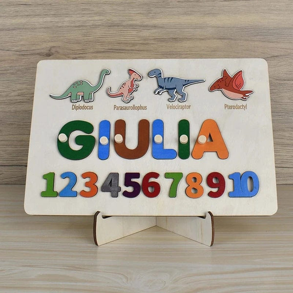 Planet Gates Wooden Name Puzzle Personalized Custom for Baby Game Board 3-D Jigsaw Puzzle Educational Shape Matching Developmental Toy
