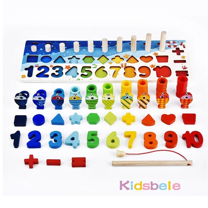 Planet Gates Wooden Number Puzzle Sorting Montessori Toys For Toddlers Shape Sorter Counting Fishing Game Educational Math Stacking Block