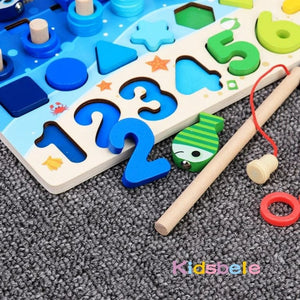 Planet Gates Wooden Number Puzzle Sorting Montessori Toys For Toddlers Shape Sorter Counting Fishing Game Educational Math Stacking Block