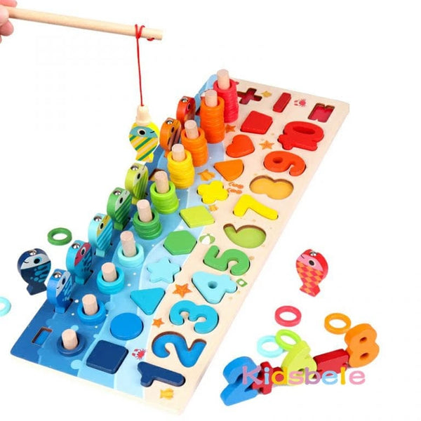 Planet Gates Wooden Number Puzzle Sorting Montessori Toys For Toddlers Shape Sorter Counting Fishing Game Educational Math Stacking Block