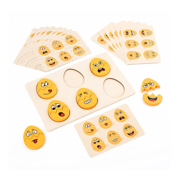 Planet Gates Wooden smiling face Kids Emotion Puzzles Montessori Parish Toys Expression Matching Board Game Sensory Thinking Educational Table Games for Kids