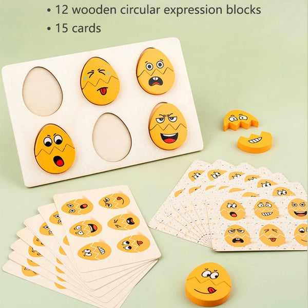 Planet Gates Wooden smiling face Kids Emotion Puzzles Montessori Parish Toys Expression Matching Board Game Sensory Thinking Educational Table Games for Kids