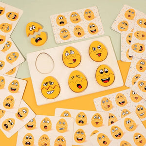 Planet Gates Wooden smiling face Kids Emotion Puzzles Montessori Parish Toys Expression Matching Board Game Sensory Thinking Educational Table Games for Kids
