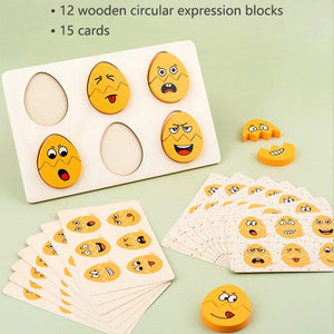 Planet Gates Wooden smiling face Kids Emotion Puzzles Montessori Parish Toys Expression Matching Board Game Sensory Thinking Educational Table Games for Kids