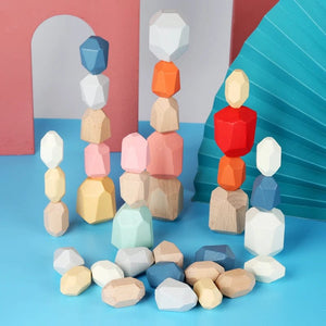 Planet Gates Wooden Sorting Stacking Rocks Stones Sensory Toddler Toys Learning Montessori Toys Building Blocks Game for Kids Birthday Gifts