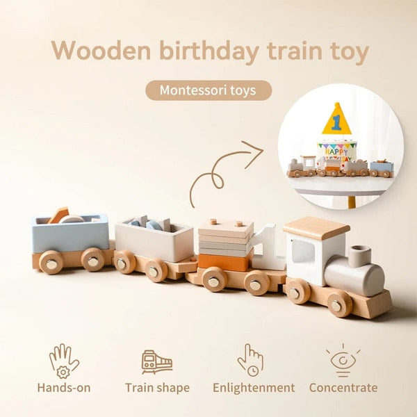 Planet Gates Wooden Train Birthday Toy  Montessori Toys Baby Educational Toys  Wooden Trolley  Baby Learning Toys  Number Of Wood Baby's Toys