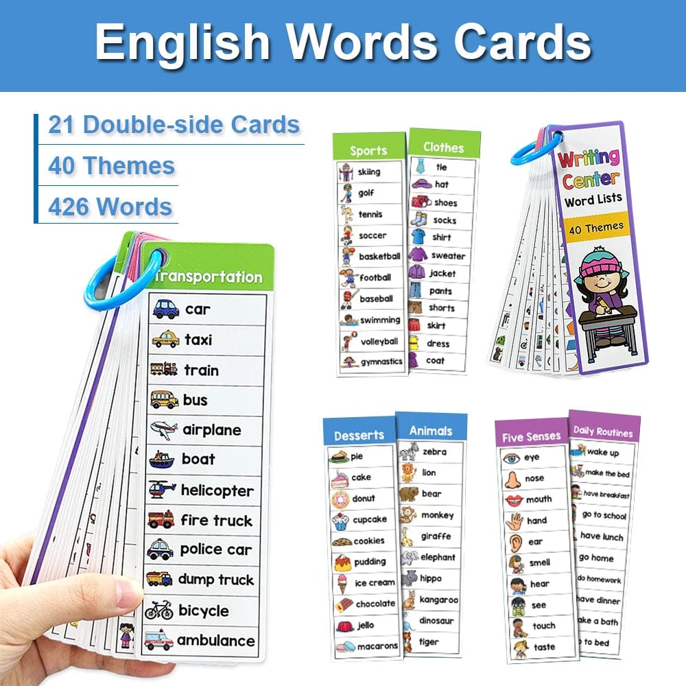 Planet Gates Word List Cards Kids Montessori English Word Lists Cards ESL Teaching Materials Sight Words Writing Vocabulary Building Autism Learning Toys