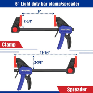 Planet Gates WORKPRO 4-Piece Bar Clamp Set Woodworking Work Bar F Clamp Clip Set 4.5-inch & 6-inch DIY Carpentry Hand Tool Gadget