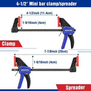 Planet Gates WORKPRO 4-Piece Bar Clamp Set Woodworking Work Bar F Clamp Clip Set 4.5-inch & 6-inch DIY Carpentry Hand Tool Gadget