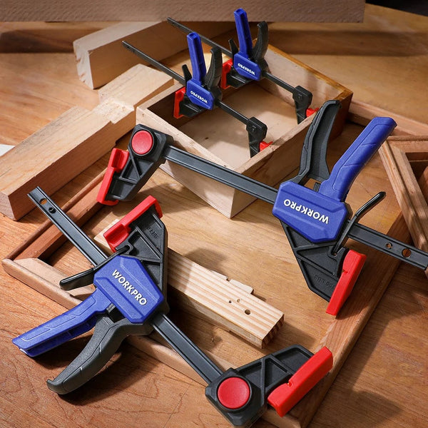 Planet Gates WORKPRO 4-Piece Bar Clamp Set Woodworking Work Bar F Clamp Clip Set 4.5-inch & 6-inch DIY Carpentry Hand Tool Gadget