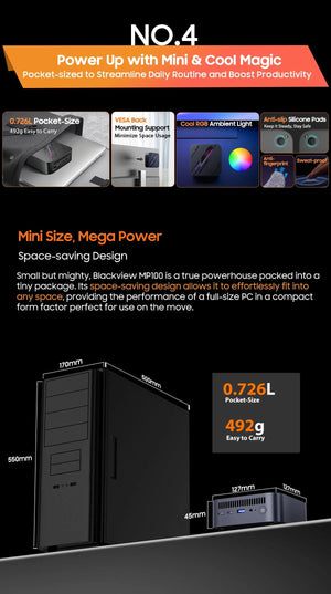 Planet Gates [World Premiere] Blackview Mini PC MP100 AMD R7 5700U Mini PC 8-Core 16-thread 16GB /32GB DDR4 512GB/1TB SSD Mini Computer PC