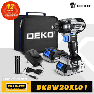 Planet Gates 【World Premiere】DEKO 20V MAX Cordless Brushless Wrench 350N.m High Torque Electric Impact Wrench Power Tools (DKBW20XL01)