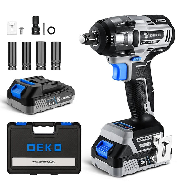 Planet Gates 【World Premiere】DEKO 20V MAX Cordless Brushless Wrench 350N.m High Torque Electric Impact Wrench Power Tools (DKBW20XL01)
