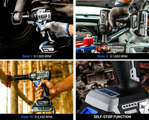 Planet Gates 【World Premiere】DEKO 20V MAX Cordless Brushless Wrench 350N.m High Torque Electric Impact Wrench Power Tools (DKBW20XL01)