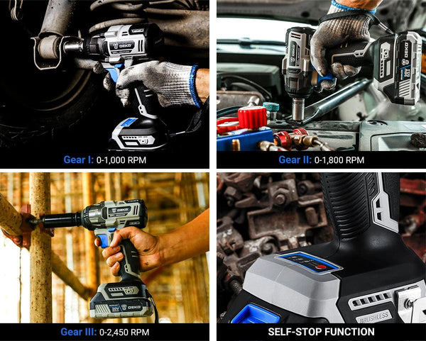 Planet Gates 【World Premiere】DEKO 20V MAX Cordless Brushless Wrench 350N.m High Torque Electric Impact Wrench Power Tools (DKBW20XL01)