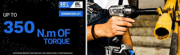 Planet Gates 【World Premiere】DEKO 20V MAX Cordless Brushless Wrench 350N.m High Torque Electric Impact Wrench Power Tools (DKBW20XL01)