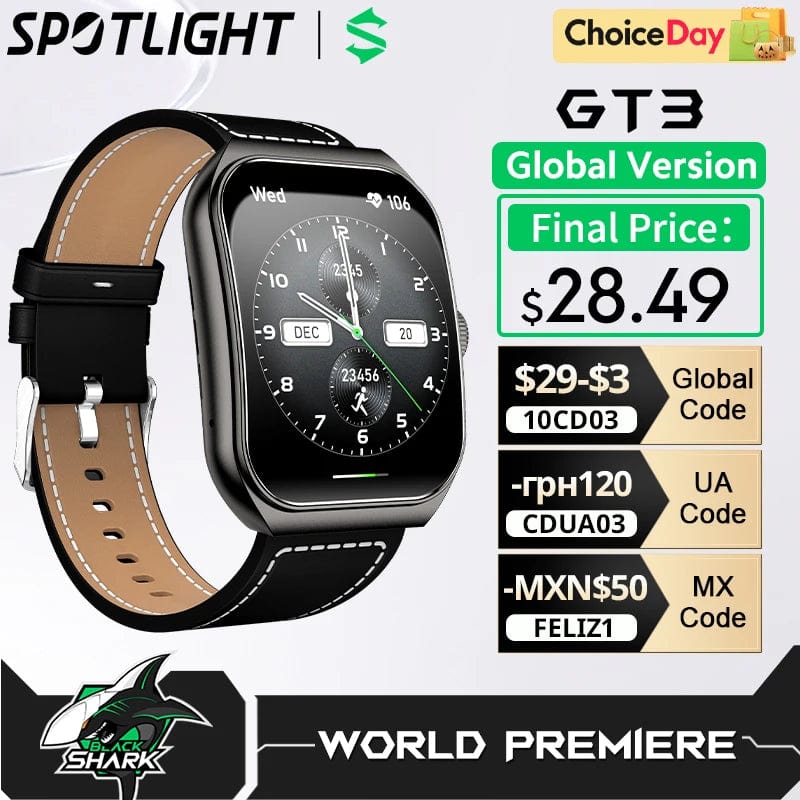 Planet Gates [World Premiere]Global Version BLACKSHARK GT3 Smart Watch 1.96'' Curved Amoled Display Support Bluetooth Call 100+ Sport Modes