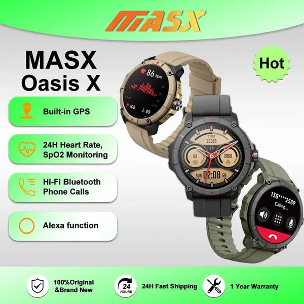 Planet Gates [World Premiere]MASX Oasis X Premium GPS Smart Watch Alexa Built-in GPS Hi-Fi Bluetooth Phone Calls Military Grade Sports Watch