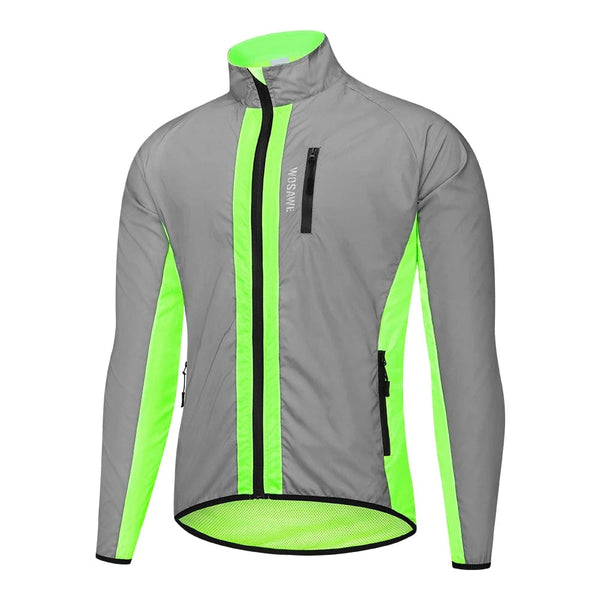 Planet Gates WOSAWE Full Reflective Cycling Jacket Men's Coat Spring Autumn Bicycle Windbreaker Bike Soft Windproof Waterproof Running Jacket