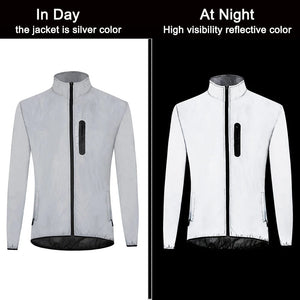 Planet Gates WOSAWE Full Reflective Cycling Jacket Men's Coat Spring Autumn Bicycle Windbreaker Bike Soft Windproof Waterproof Running Jacket