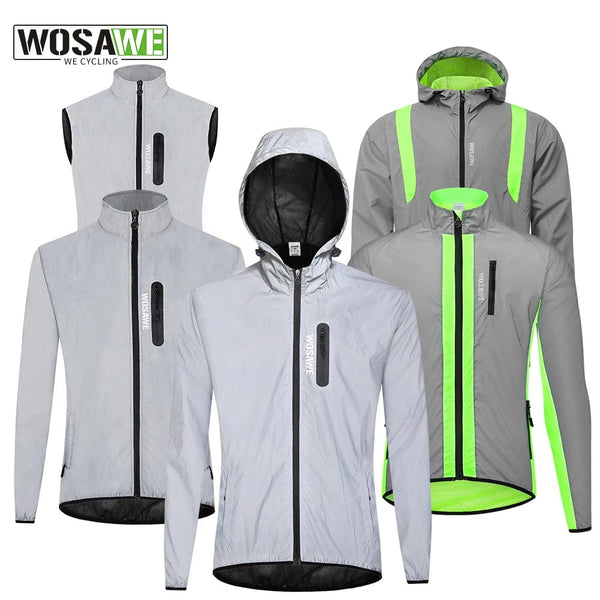 Planet Gates WOSAWE Full Reflective Cycling Jacket Men's Coat Spring Autumn Bicycle Windbreaker Bike Soft Windproof Waterproof Running Jacket