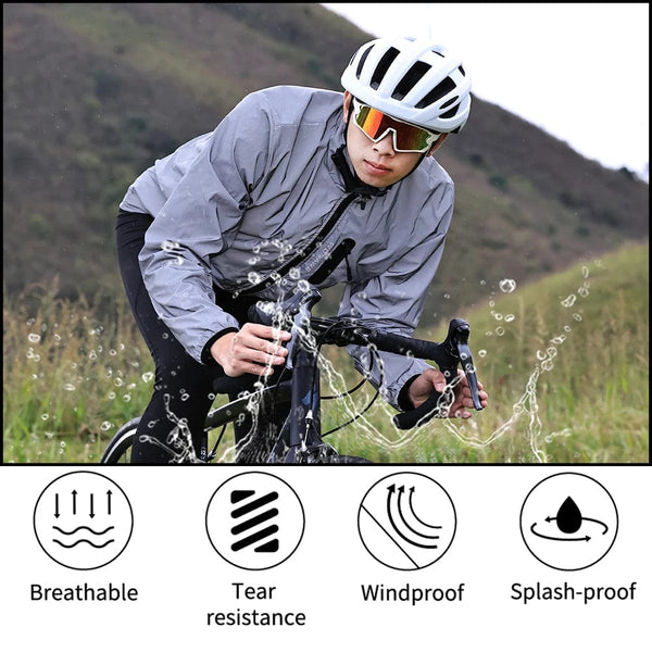 Planet Gates WOSAWE Full Reflective Cycling Jacket Men's Coat Spring Autumn Bicycle Windbreaker Bike Soft Windproof Waterproof Running Jacket