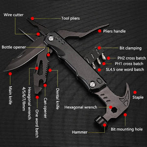 Planet Gates Wrench Hammer Multi-functional Claw Hammer Pliers Outdoor Camping Nail Hammer Multi-purpose Folding Tool Pliers Lifesaving Hammer Hand Tools