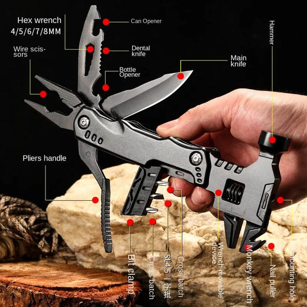 Planet Gates Wrench Hammer Multi-functional Claw Hammer Pliers Outdoor Camping Nail Hammer Multi-purpose Folding Tool Pliers Lifesaving Hammer Hand Tools