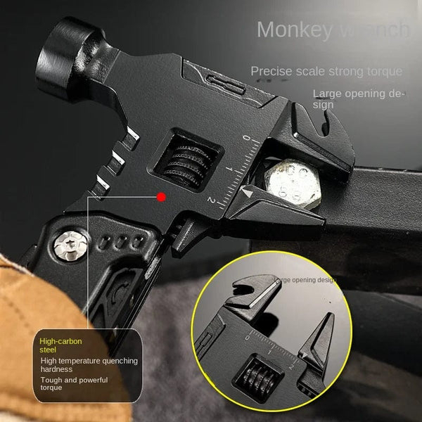 Planet Gates Wrench Hammer Multi-functional Claw Hammer Pliers Outdoor Camping Nail Hammer Multi-purpose Folding Tool Pliers Lifesaving Hammer Hand Tools